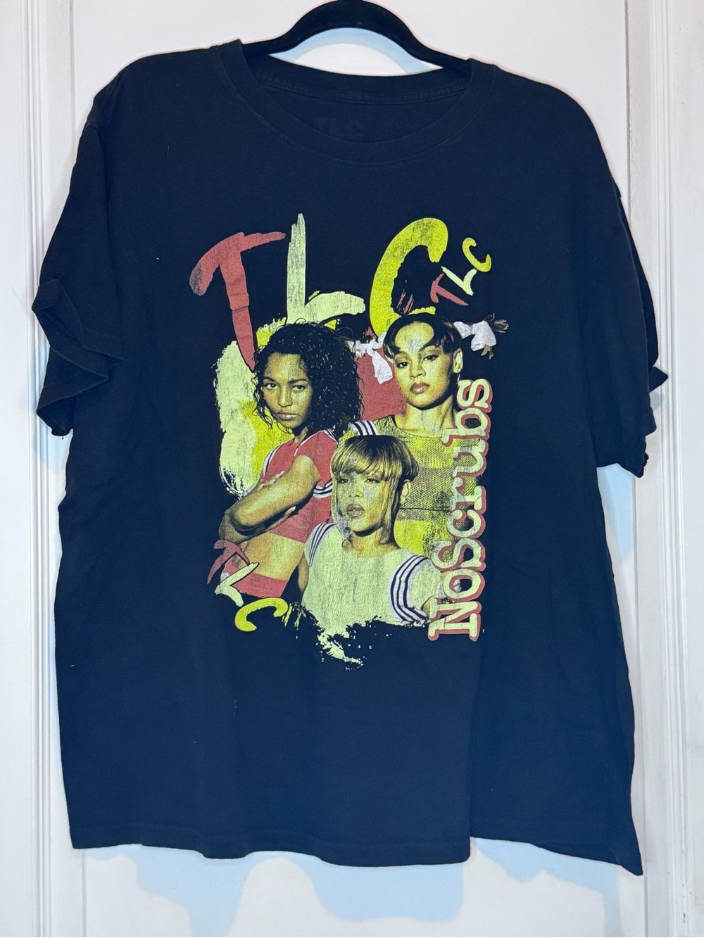TLC 90s Style Graphic Band Tee Retro Hip Hop R&B Black